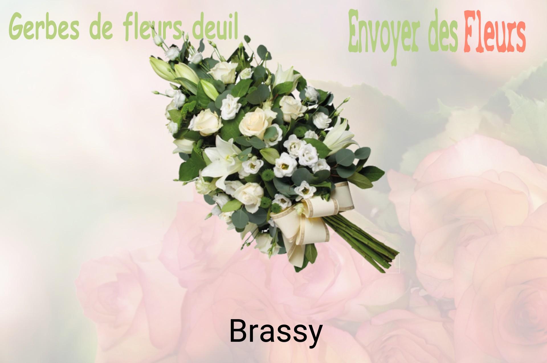 Gerbe de fleurs de deuil livrée à Brassy